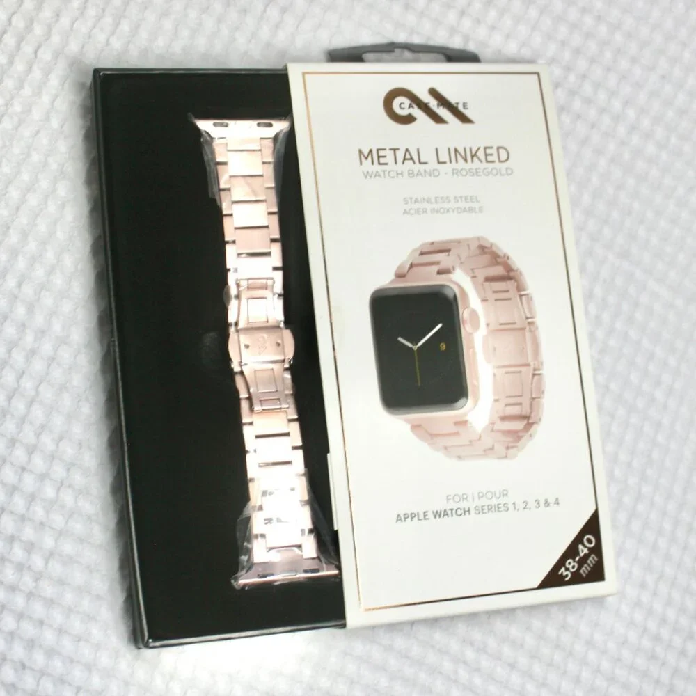 NWT Case-Mate Rose Gold Metal Linked Apple Watch Band Series 1-4 38-40 mm